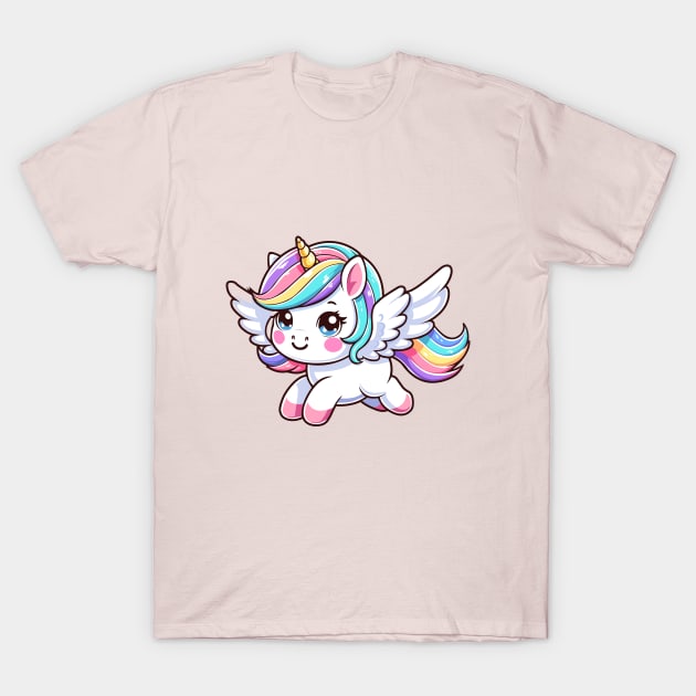 Cute Rainbow Tailed Unicorn T-Shirt by Arief Uchiha